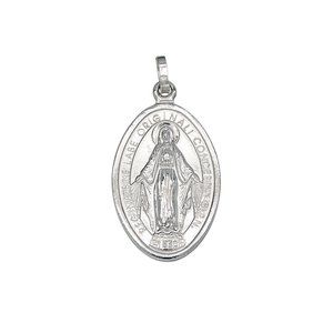 925 Sterling Silver The Miraculous Medal Pendant Necklace Italy